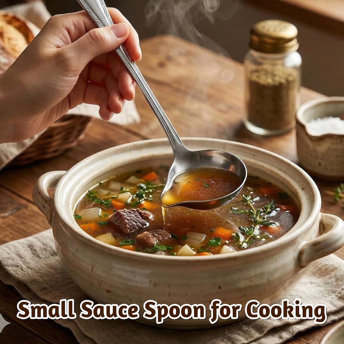 2 Pcs Small Ladle with Pour Spout, Stainless Steel Gravy Ladle