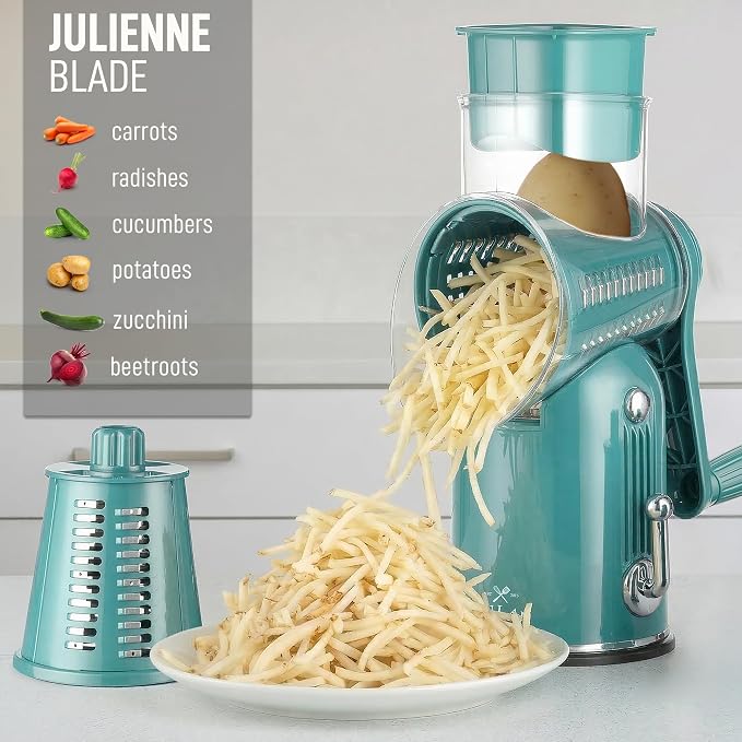 Zulay Kitchen Rotary Cheese Grater 5 Blade Cheese Shredder - Image 7