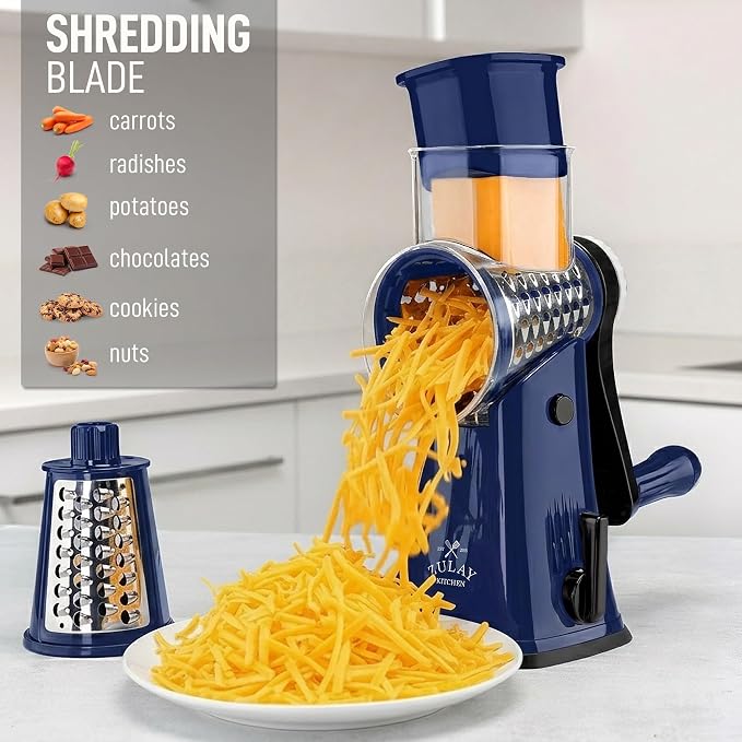 Zulay Kitchen Rotary Cheese Grater 5 Blade Cheese Shredder - Image 3