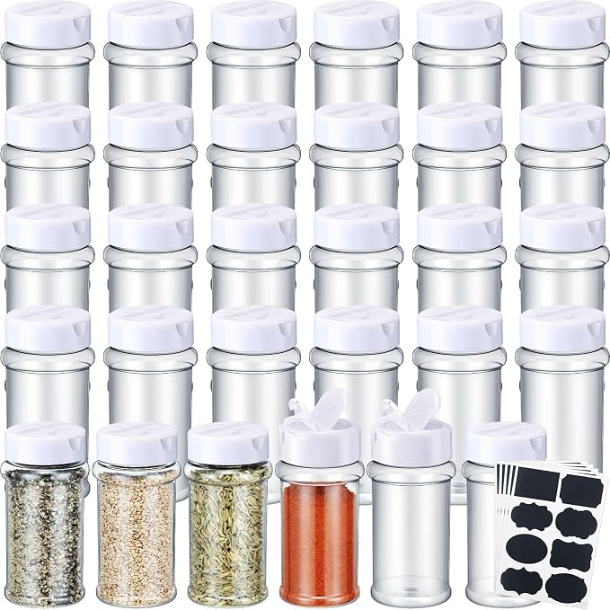 Eccliy 36 Pack 3 oz Clear Plastic Spice Jars by Eccliy