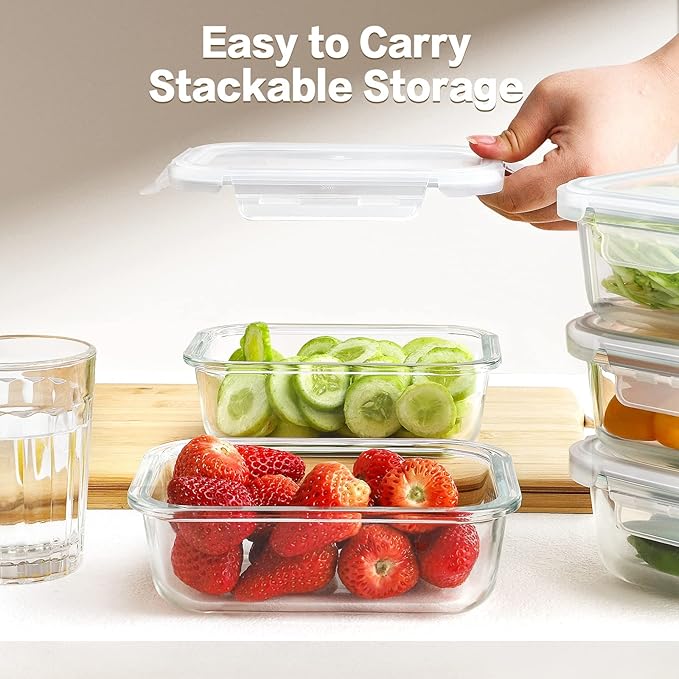 HOMBERKING Large Glass Meal Prep Containers, 5 Sets 35oz | 4.5cups, Food Storage - Image 6