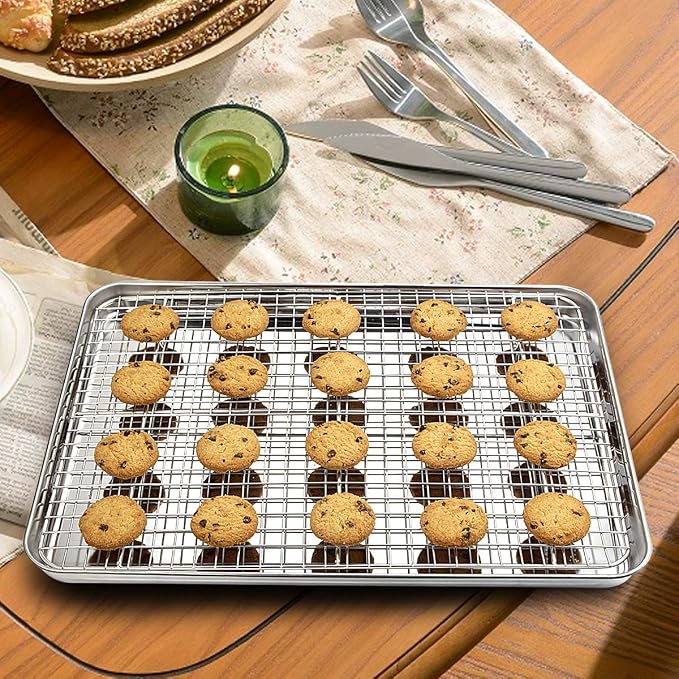 Baking Sheet with Rack Set, Wildone Stainless Steel Cookie Sheet Baking Pan - Image 7