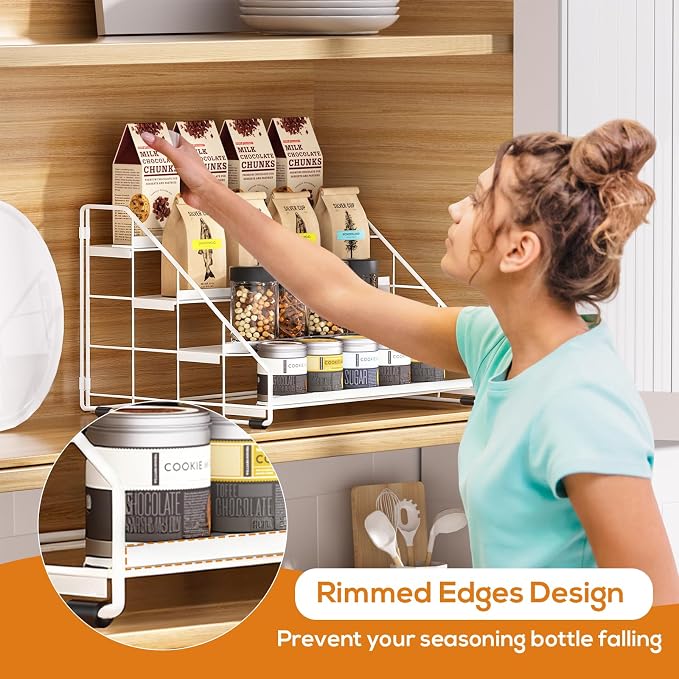 Spice Rack Organizer for Cabinet, 4 Tiered Spice Rack Organizer, Tiered - Image 6