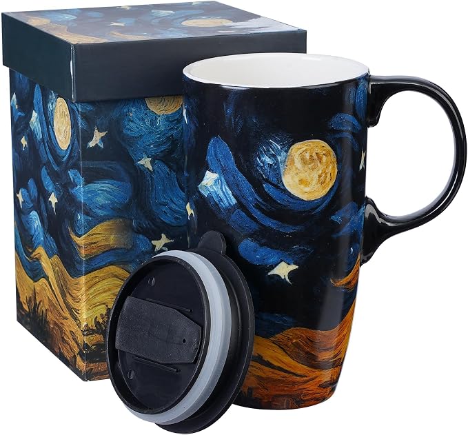 Topadorn Ceramic Coffee Travel Mug - 17 Oz Large Ceramic Latte Teacup with by Topadorn