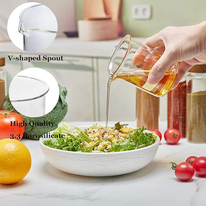 High Borosilicate Glass Measuring Cup Set-V-Shaped Spout, Includes 60ml - Image 2