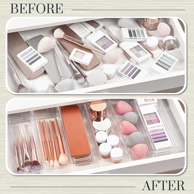STORi SimpleSort 6-Piece Stackable Clear Drawer Organizer Set | 9" x 3" x 2" - Image 6