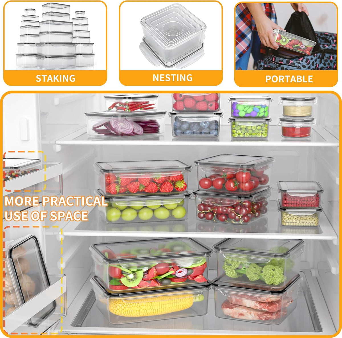 52 PCS Large Food Storage Containers with Lids Airtight, BPA-Free