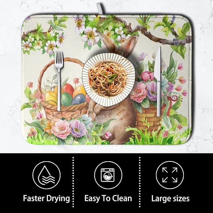 Happy Easter Bunny Kitchen Dish Drying Mat - Image 4