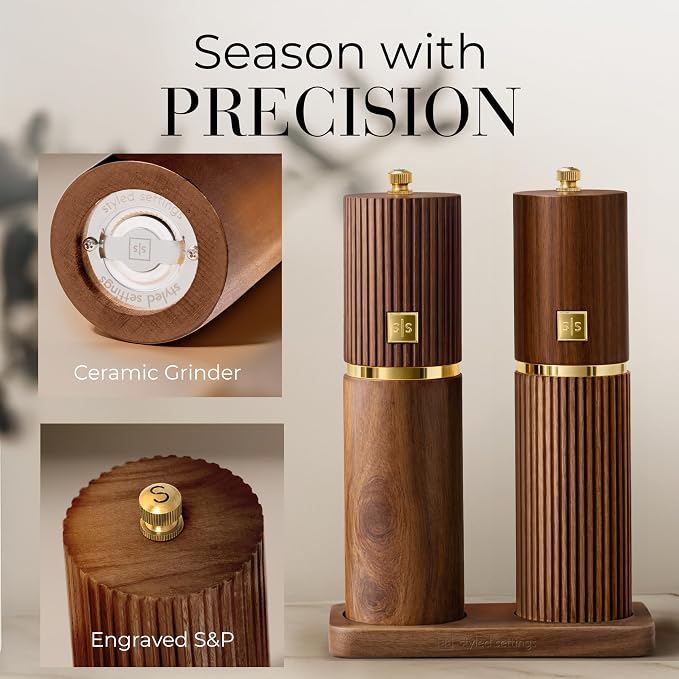 Wooden Salt and Pepper Grinder Set – Refillable Manual Salt and Pepper Mills - Image 4