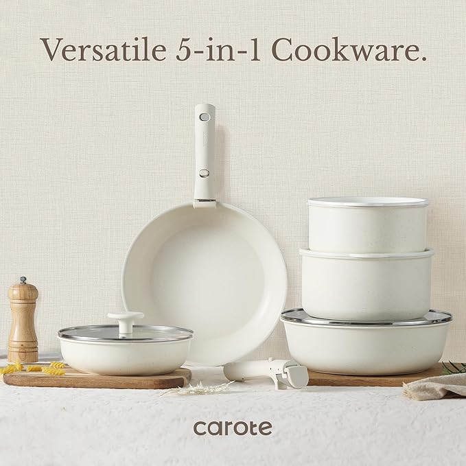 CAROTE 19pcs Pots and Pans Set, Nonstick Cookware Set Detachable Handle - Image 7