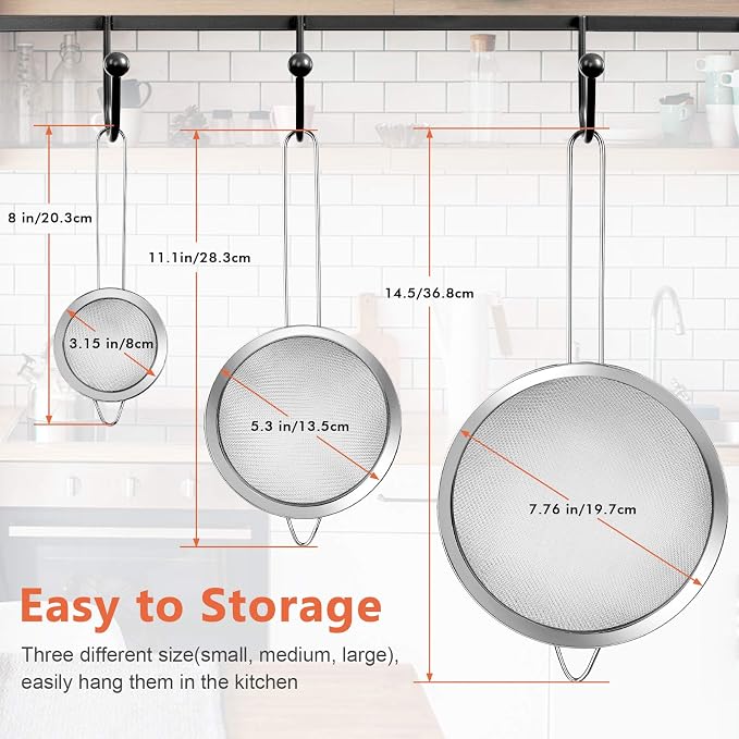 3Pcs Super Wire Extra Fine Mesh Strainer - Image 2