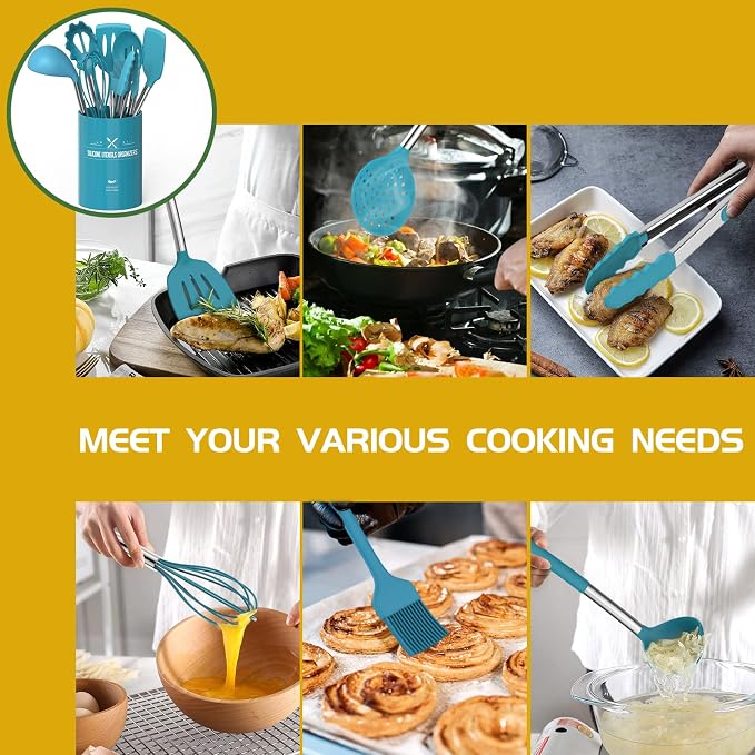 15 Pcs Silicone Cooking Utensils Kitchen Utensil Set - Image 4
