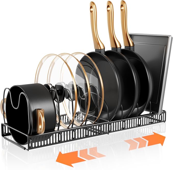 Pots and Pans Organizer Rack for Under Cabinet Expandable Pot Lid holders by Unknown
