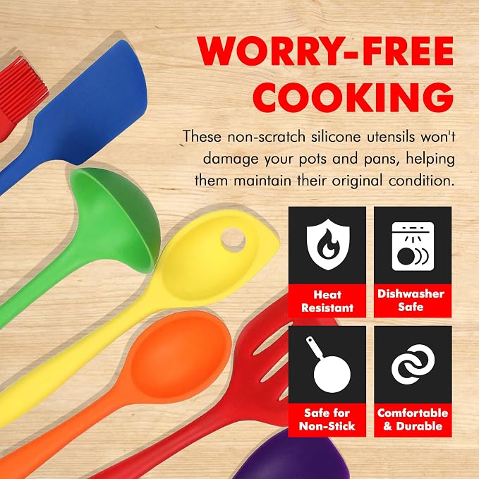Chef Craft Premium Silicone Kitchen Tool and Utensil Set, 7 Piece - Image 3