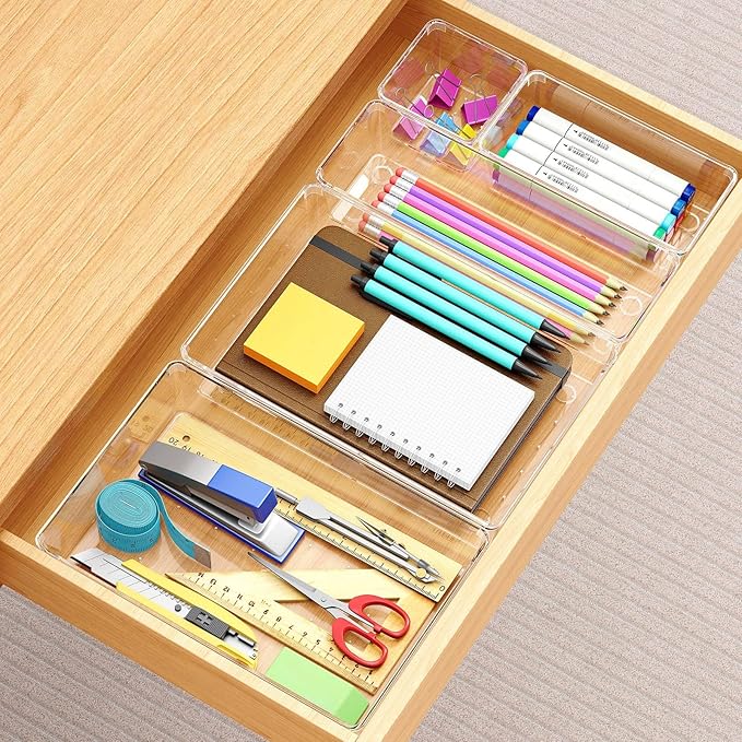 Manalete Drawer Organizers Set of 65, 4 Sizes Clear Plastic Drawer Organizers - Image 4