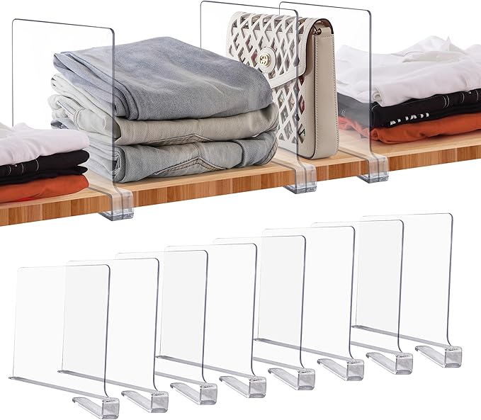 JOY DECOR 8 Pack Acrylic Clear Shelf Dividers by JOY+DECOR