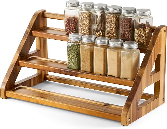 Tinamo Acacia Wood Spice Rack for Countertop by TINAMO