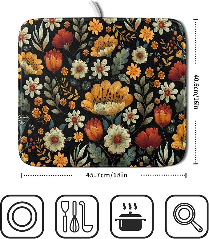 Vintage Boho Floral Dish Drying Mat - Image 2