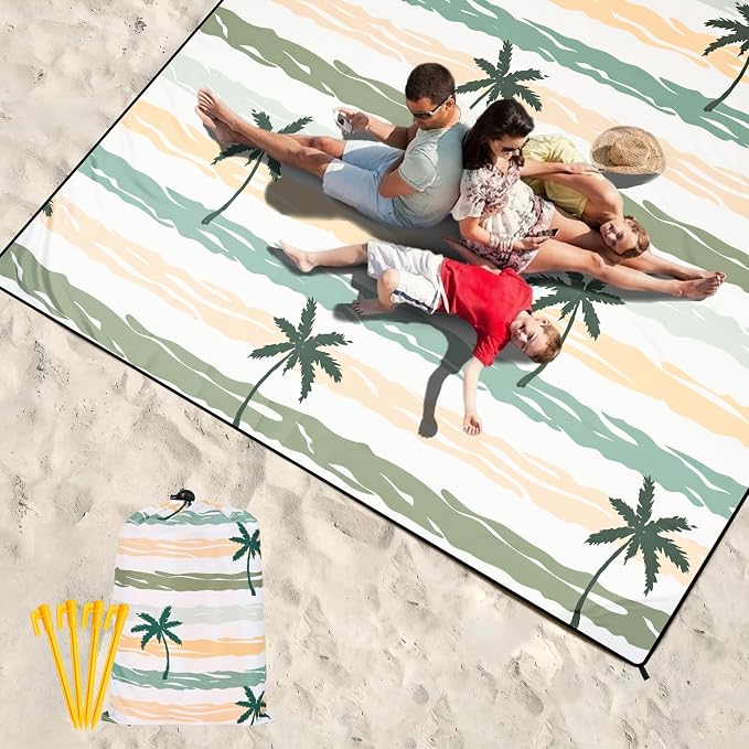 HIHOHO Beach Blanket Waterproof Sandproof Extra Large Beach Mat 79" X - Image 6