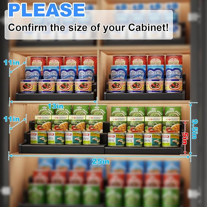 Expandable Bamboo Can Rack Organizer, 3-Tier Adjustable Pantry Storage - Image 3