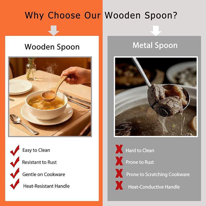 Ladle, Kaloo Teak Acacia Wooden Soup Ladle Spoons - Image 5