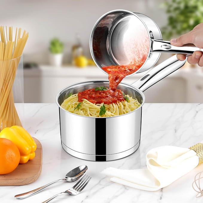 LIANYU Stainless Steel Saucepan Set of 2, 1QT & 3QT Sauce Pan - Image 8