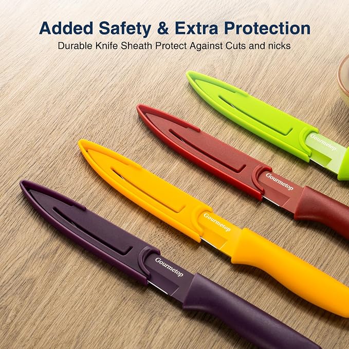 Gourmetop Paring Knife with Cover, Paring Knives Set of 4, 3.8" Paring Knife - Image 4