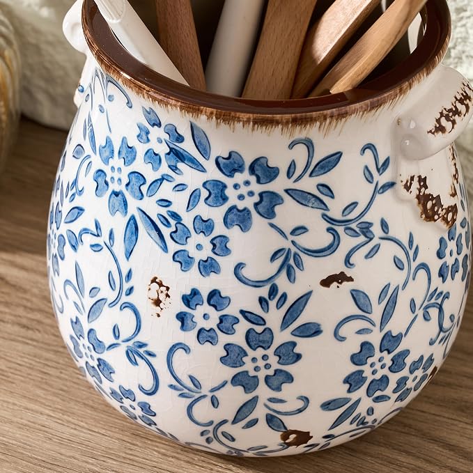 Utensil Holder for Kitchen Counter, Modern Farmhouse Rustic Cooking Utensil - Image 3