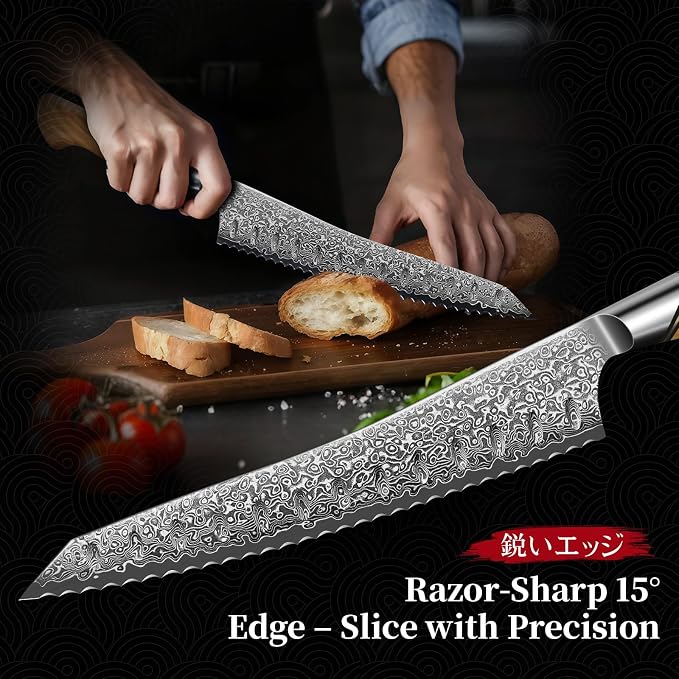 TIVOLI Bread Knife – Damascus VG-10 Serrated Knife - Image 5