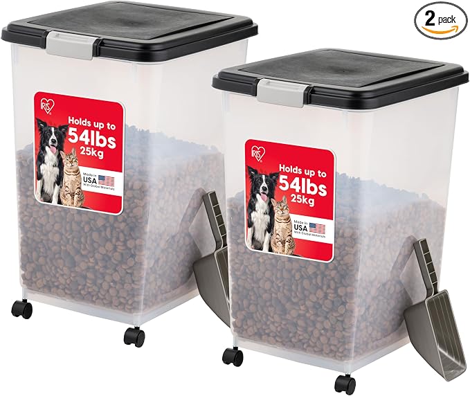 IRIS USA Airtight Dog Food Storage Container, Attachable Wheels, by IRISUSA