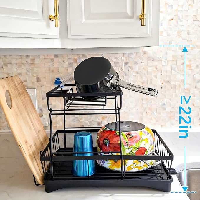 7 code Large Dish Drying Rack for Kitchen Counter, Detachable Large Capacity - Image 7