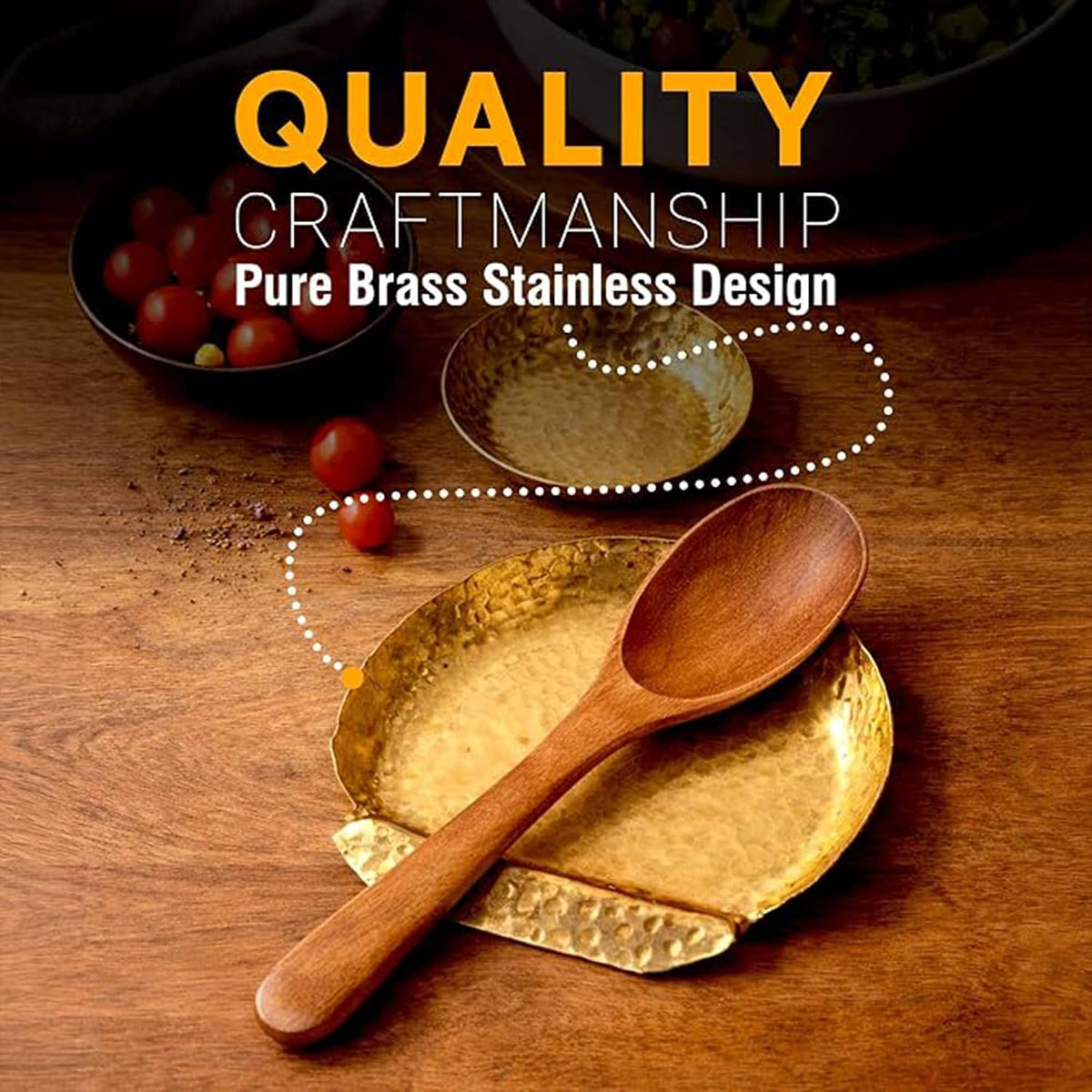 GoCraft Hammered Metal Spoon Rest for Stove Top, Rustic Farmhouse