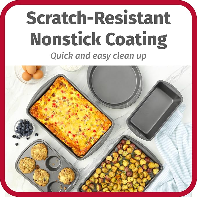 GoodCook Everyday Nonstick Steel 5-Piece Bakeware Set, Includes Cookie Sheet - Image 5