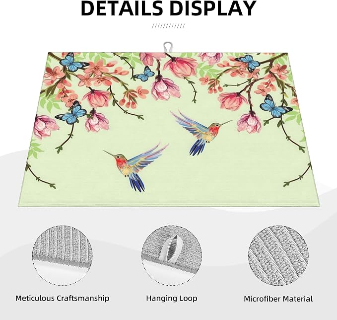 Bird Floral Flowers Dish Drying Mat - Image 4
