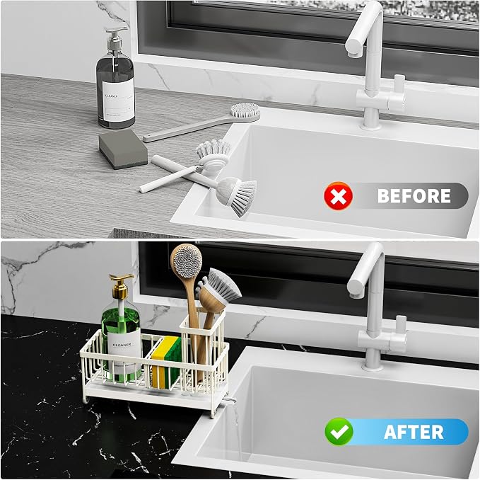 Cisily Sponge Holder for Kitchen Sink, Sink Caddy Organizer - Image 7