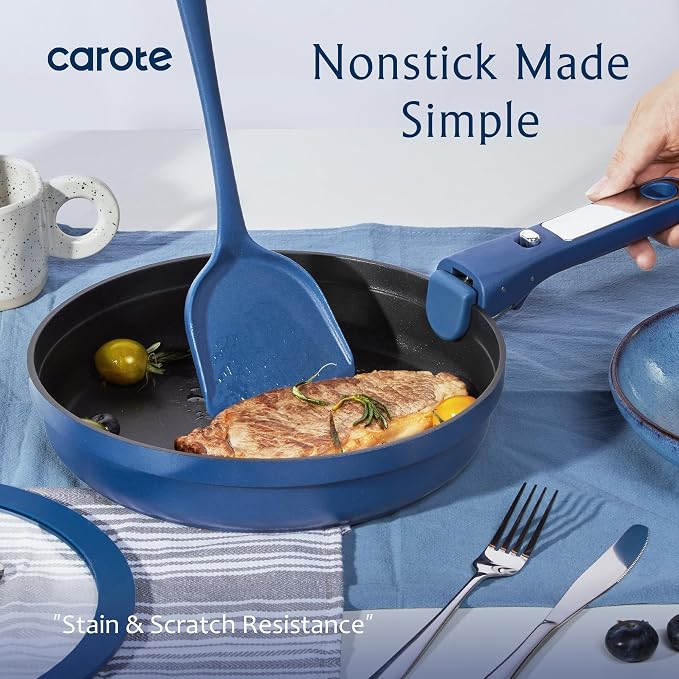 CAROTE 10-Piece Pots and Pans Set, Nonstick Cookware Set Detachable Handle - Image 3