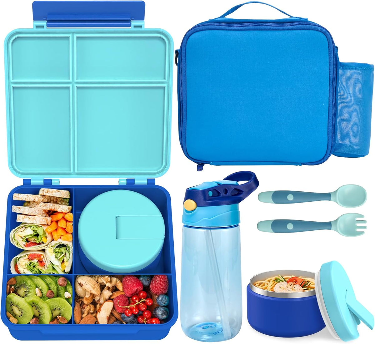 Kids Bento Lunch Box with 8oz Soup Thermo, Water Bottle, Kids