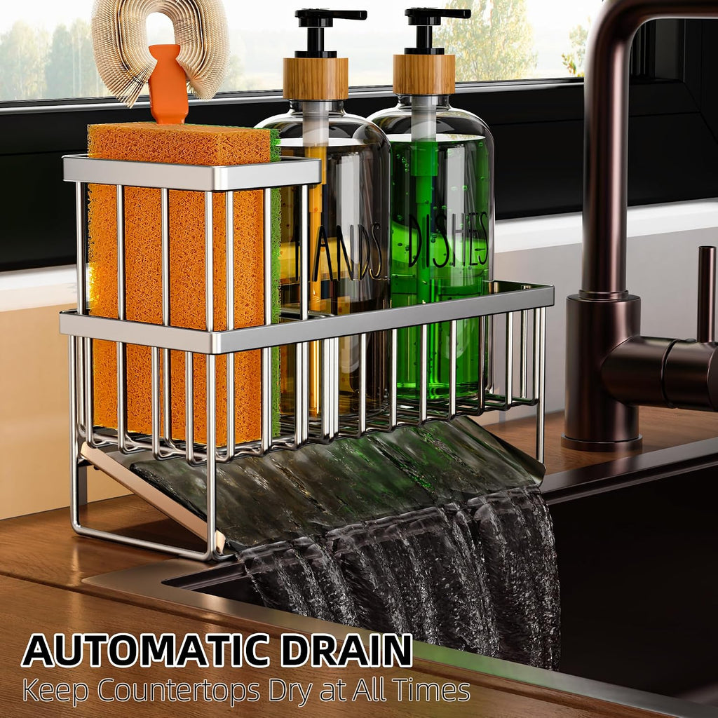 Kitchen Dish Soap Dispenser Set with 2 Pack 16.9oz Amber Glass Bottle