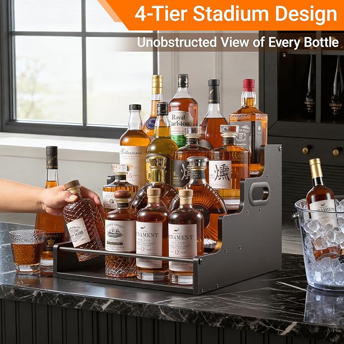 YQBRAO 4-Tier Liquor Bottle Display Shelf, Coffee Syrup Rack Organizer - Image 2