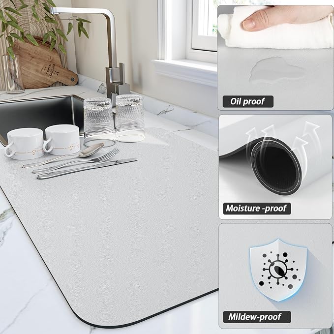 HotLive Dish Drying Mat for Kitchen Counter, Heat Resistant Drainer Mats - Image 3