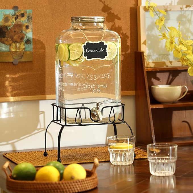 2 Gallon Glass Drink Dispenser - Image 6