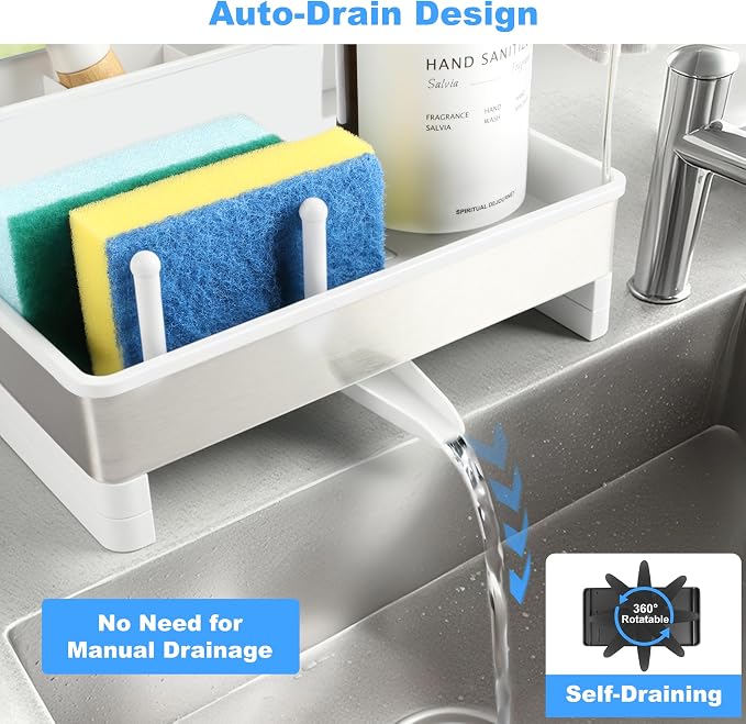 Kitchen Sink Caddy Organizer, Stainless Steel Sponge Holder, Kitchen Caddy Sink - Image 3