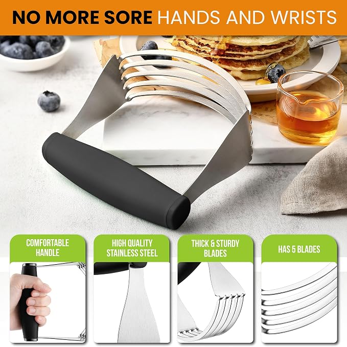 Spring Chef Dough Blender For Baking, Heavy Duty Dough Cutter Tool, Stainless - Image 4