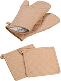 Oven Mitt (7"x13") & Pot Holder (8"x8") 100% Cotton Set of Heat