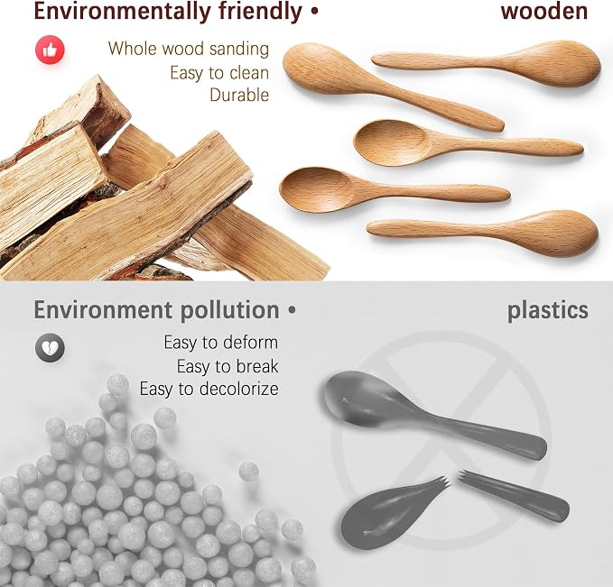 7 PCS Small Wooden Spoons, 5.8 Inch Honey Spoons - Image 4
