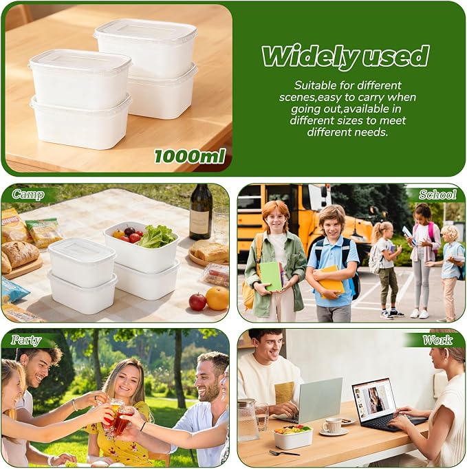 DI QIU REN 50-Pack 35oz Disposable Meal Prep Containers - Image 6