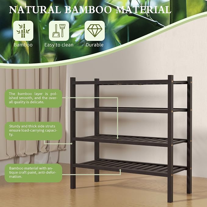 ROMGUAR CRAFT 4 Tier Bamboo Shoe Rack - Image 5