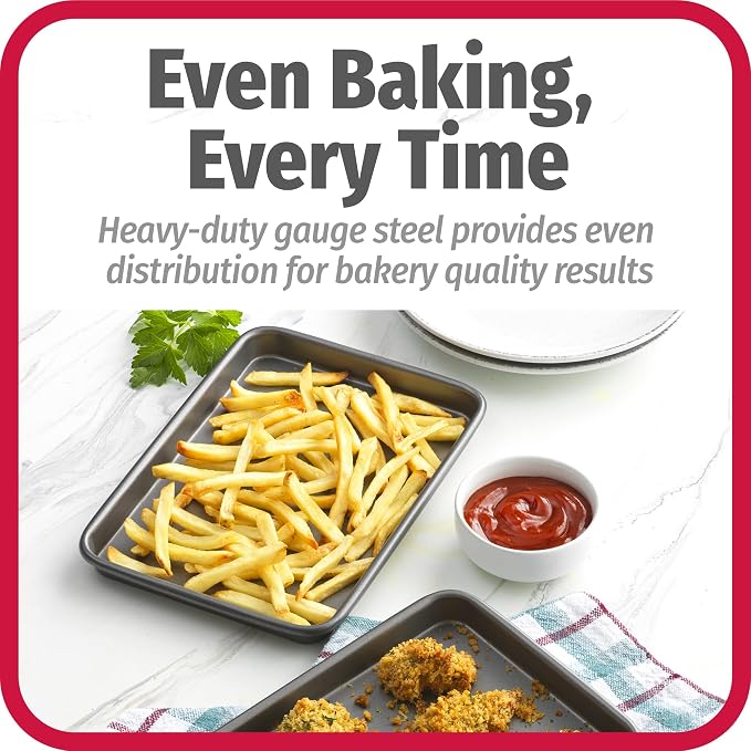 GoodCook Set of 2 Nonstick Steel 9" x 6" Toaster Oven Mini Baking Sheets - Image 3
