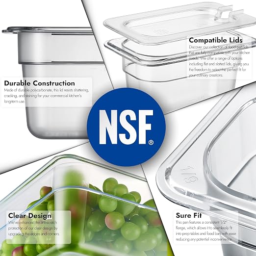 CURTA 6-Pack 1/9 Size 4" Deep NSF Polycarbonate Food Pans | Dishwasher & - Image 5