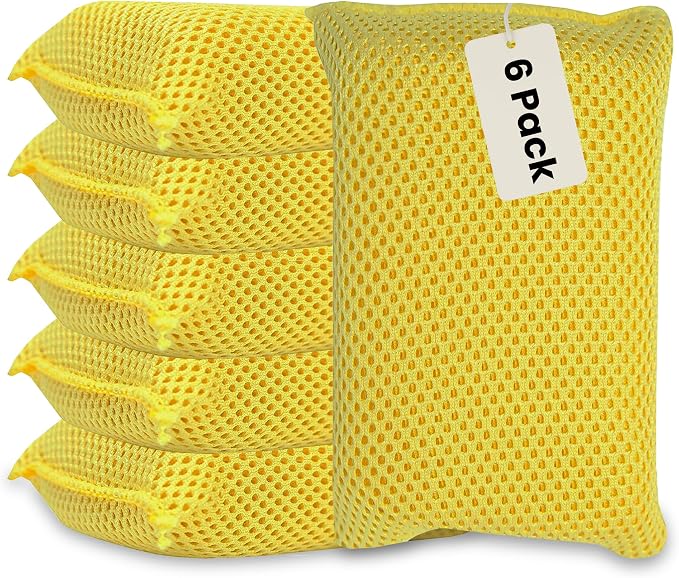 Iconikal 6-Pack Bug Scrubber Sponge 5.9x3.5-Inch Yellow Microfiber Large Car by Iconikal